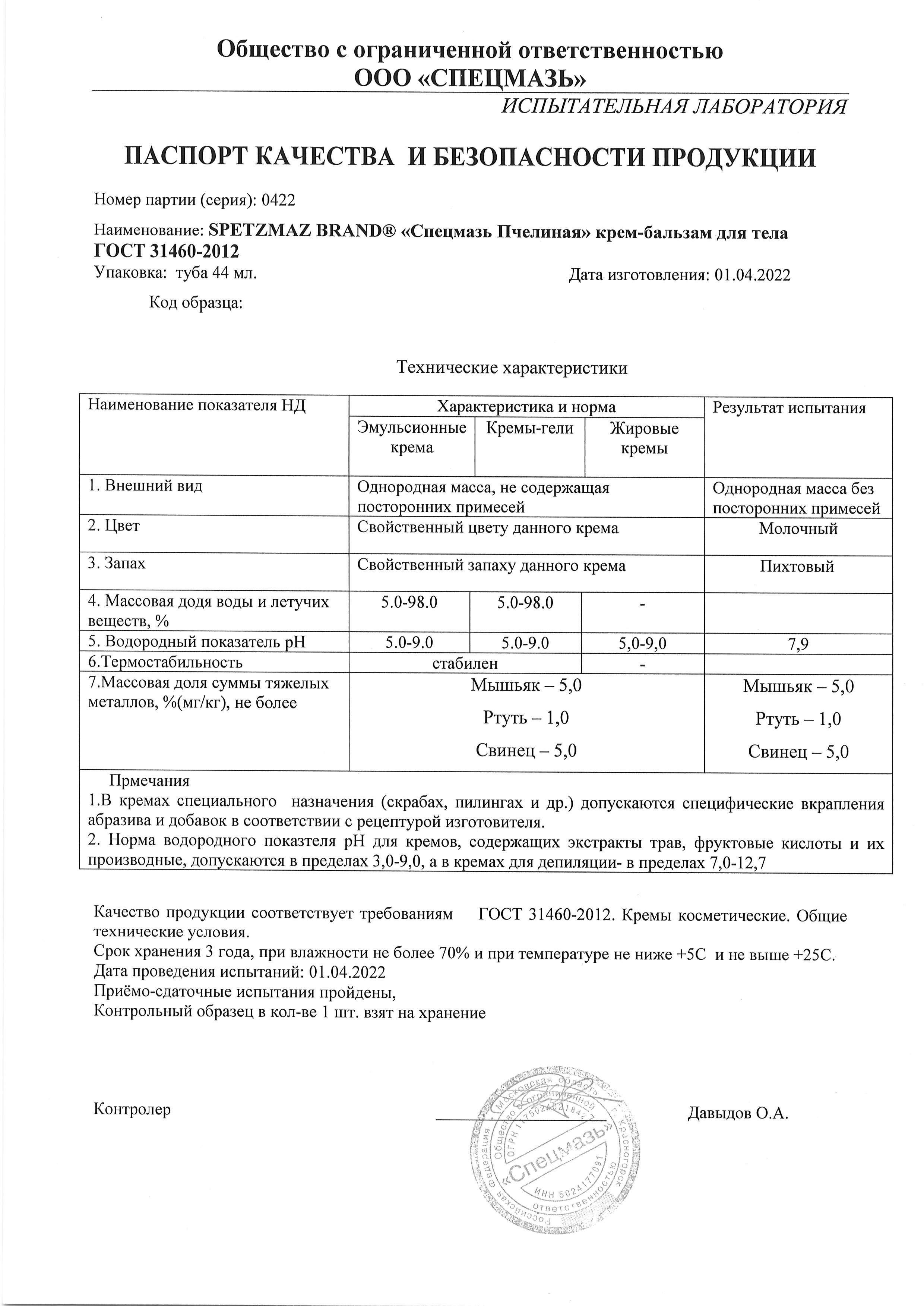 Паспорт №042022